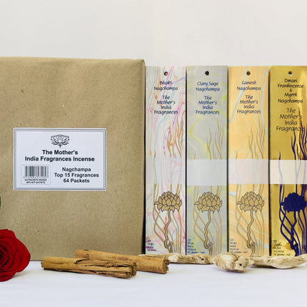 Mothers India Fragrances Nagchampa Incense Top 15 - 64 Mixed Pack