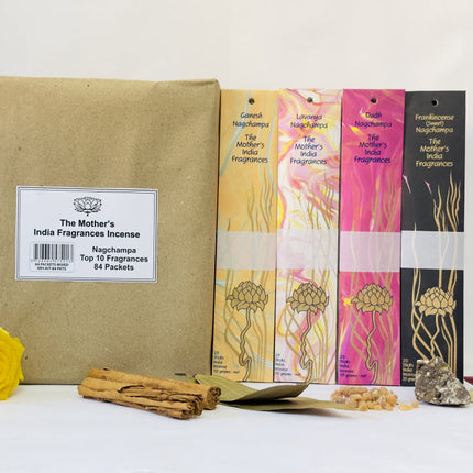 Mothers India Fragrances Nagchampa Incense Top 10 - 84 Mixed Pack