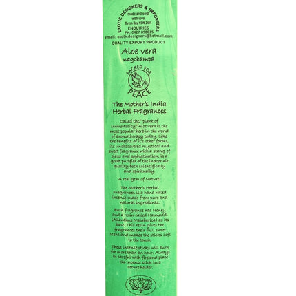 Mothers India Fragrances Incense Aloe Vera Nagchampa