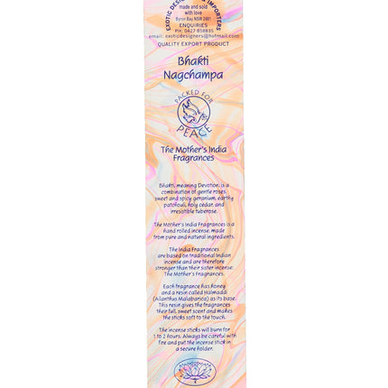 Mothers India Fragrances Incense Bhakti Nagchampa