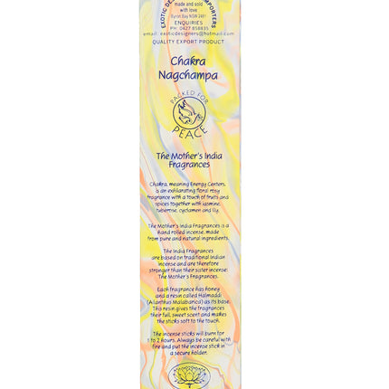 Mothers India Fragrances Incense Chakra Nagchampa