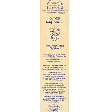 Mothers India Fragrances Incense Ganesh Nagchampa