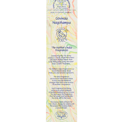 Mothers India Fragrances Incense Govinda Nagchampa