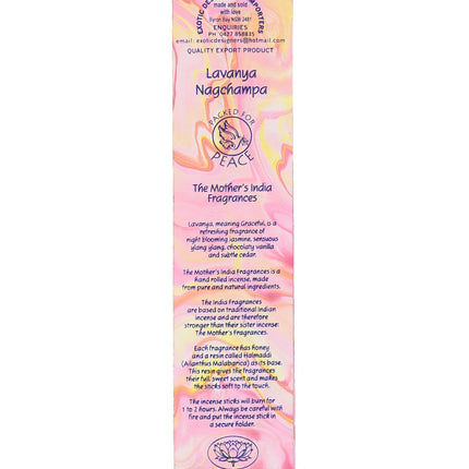 Mothers India Fragrances Incense Lavanya Nagchampa