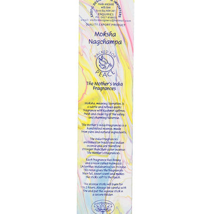 Mothers India Fragrances Incense Moksha Nagchampa