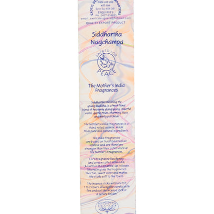 Mothers India Fragrances Incense Siddhartha Nagchampa