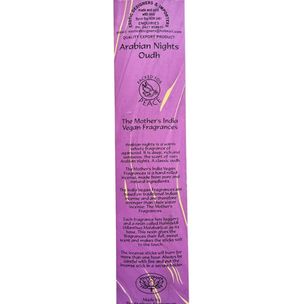 Mothers India Incense Vegan Fragrances Arabian Nights Oudh