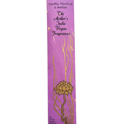 Mothers India Incense Vegan Fragrances Vanilla, Mystical & Amber